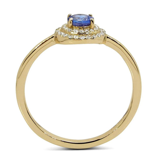 0.37 Carat Genuine Tanzanite and White Diamond 14K Yellow Gold Engagement Ring - GOLDISSEYA