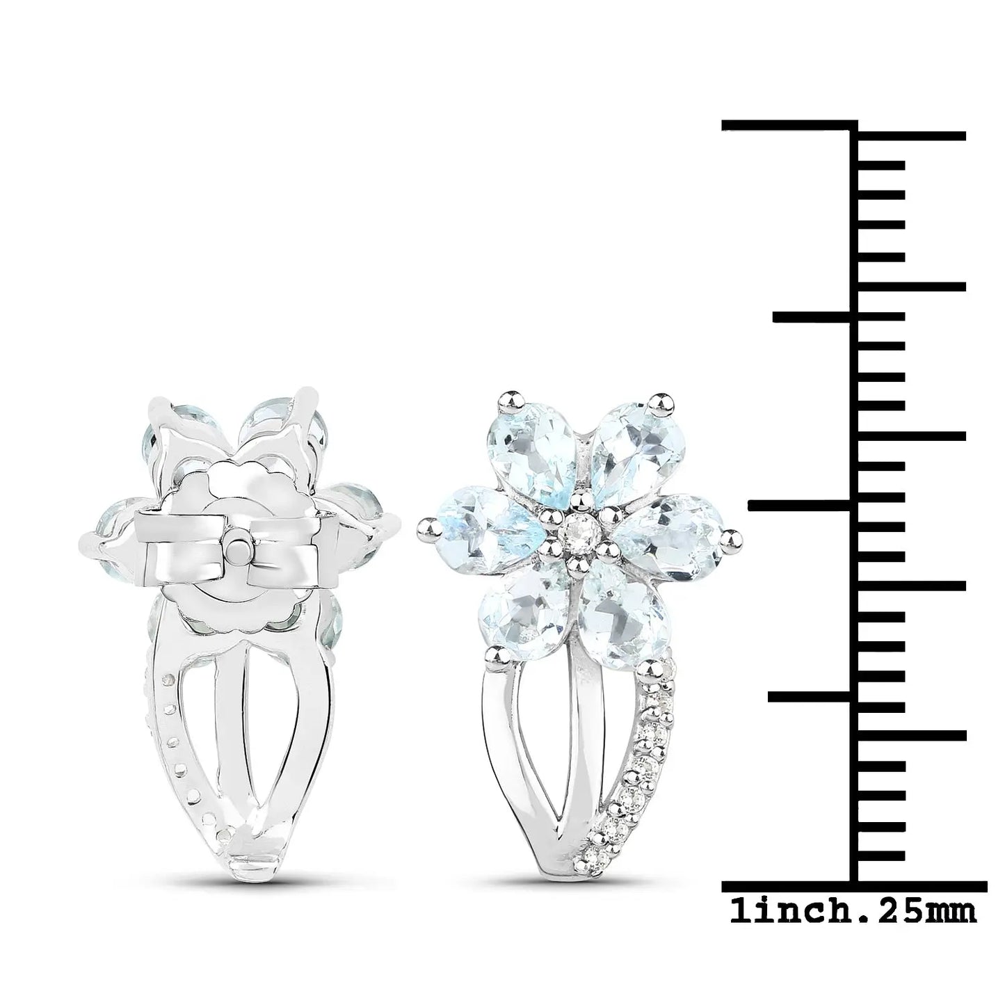 1.54 Carat Genuine Aquamarine and White Topaz .925 Sterling Silver Earrings - GOLDISSEYA