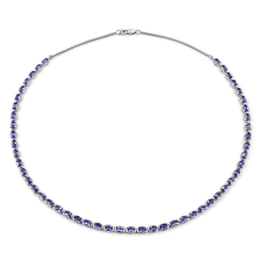 10.00 Carat Genuine Tanzanite .925 Sterling Silver Necklace - GOLDISSEYA