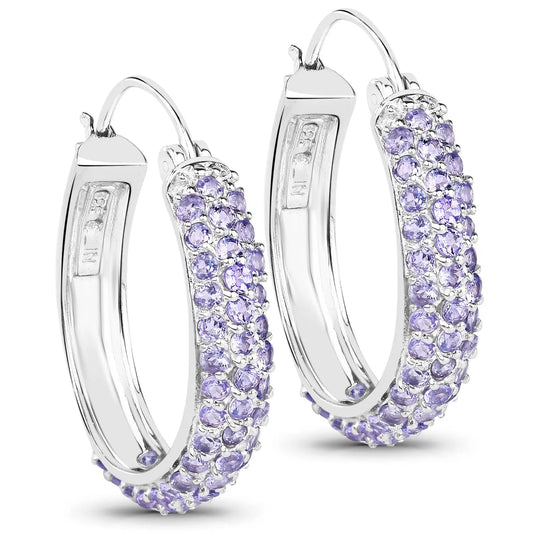 3.06 Carat Genuine Tanzanite .925 Sterling Silver Earrings - GOLDISSEYA