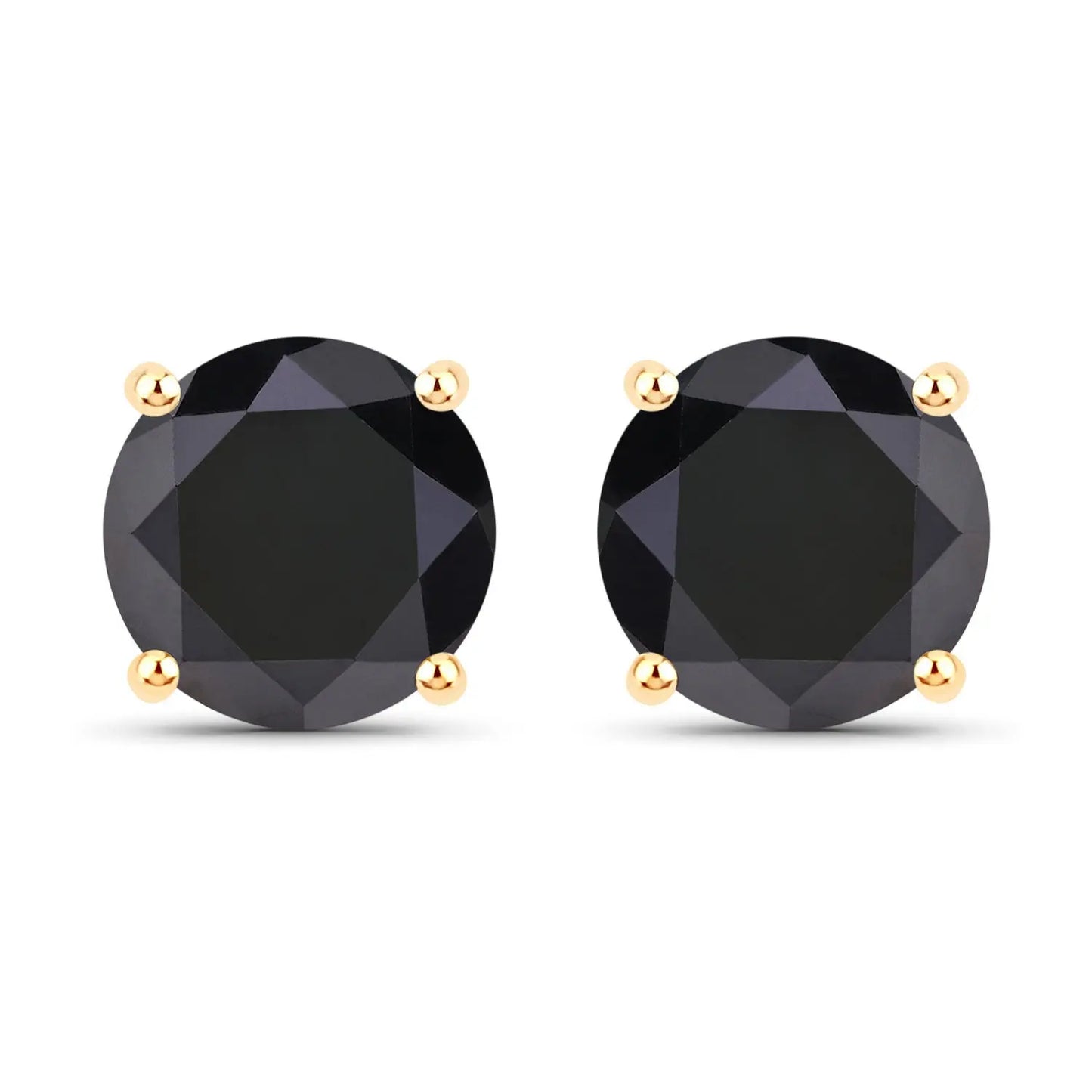 3.24 Carat Genuine Black Diamond 14K Yellow Gold Earrings - GOLDISSEYA