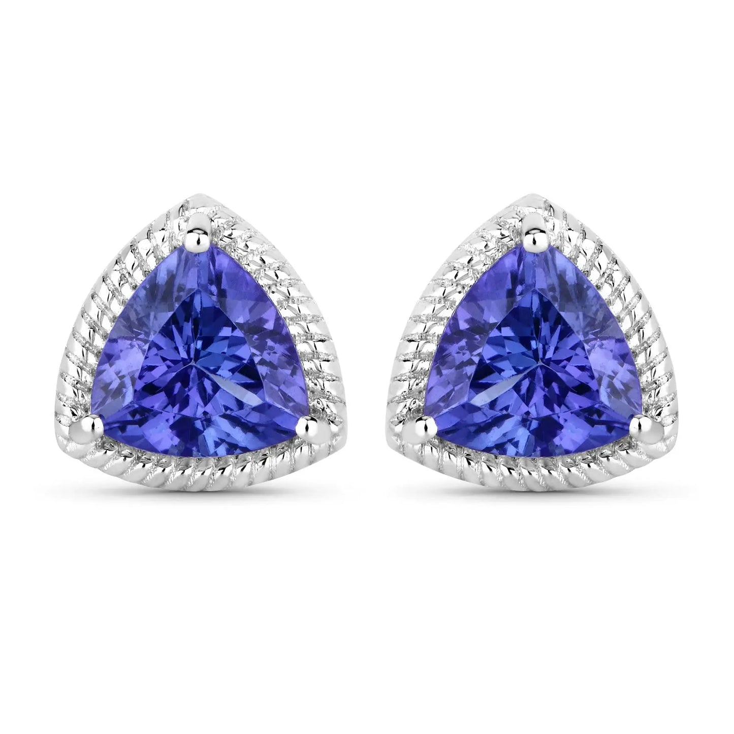 4.24 Carat Genuine Tanzanite 14K White Gold Earrings - GOLDISSEYA