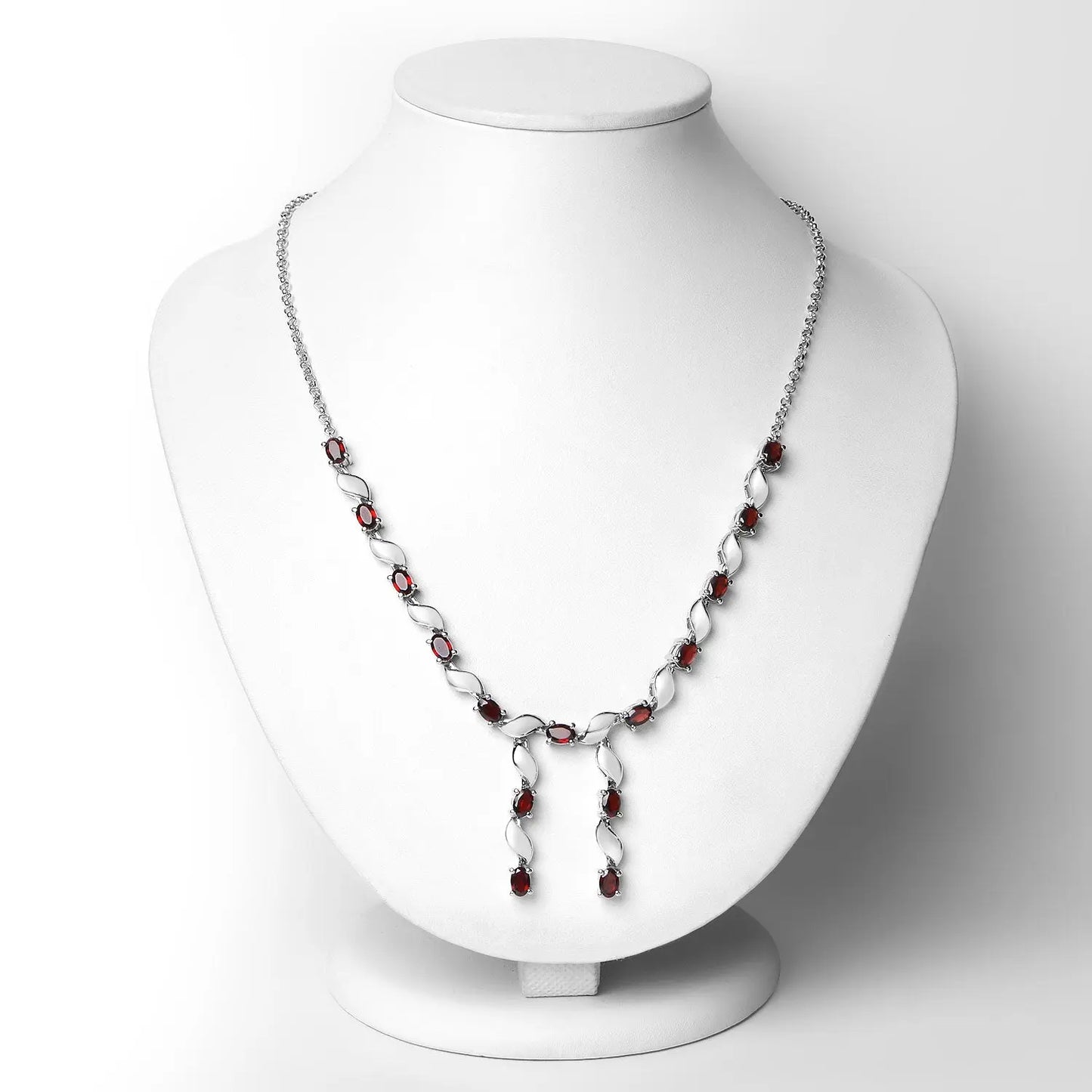7.65 Carat Genuine Garnet .925 Sterling Silver Necklace - GOLDISSEYA