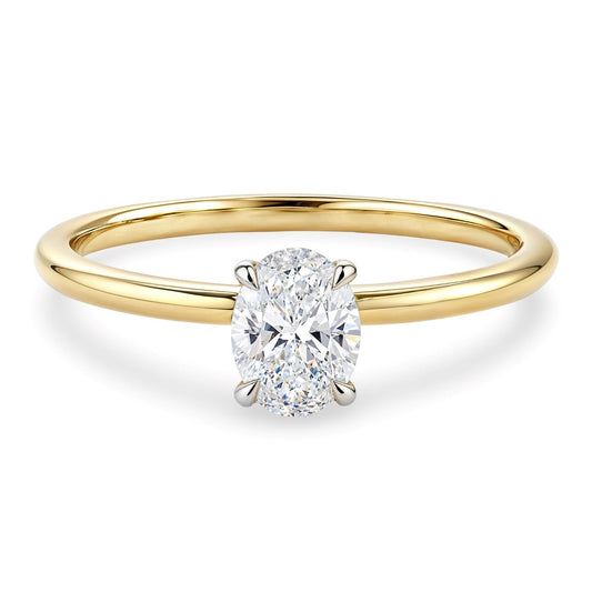 1 Carat Oval Lab Grown IGI G/VS1 Diamond Solitaire Ring in 10K Yellow Gold