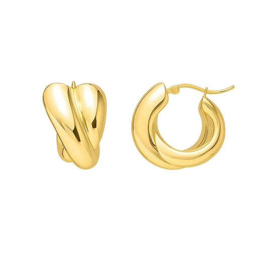 Crossover Hoop Earrings in 14K Yellow Gold