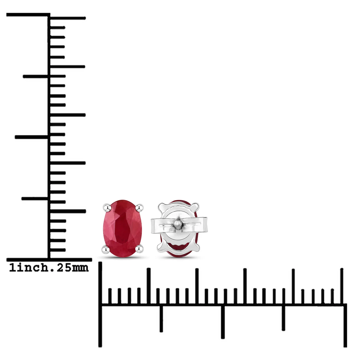 Oval Ruby Solitaire Stud Earrings in 14K White Gold