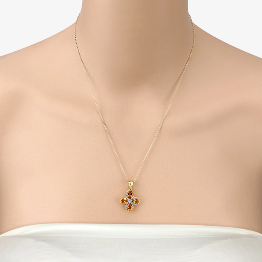2.46 Carat Genuine Madeira Citrine and White Topaz .925 Sterling Silver Pendant