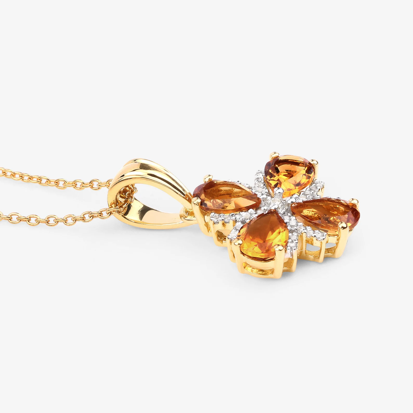 2.46 Carat Genuine Madeira Citrine and White Topaz .925 Sterling Silver Pendant