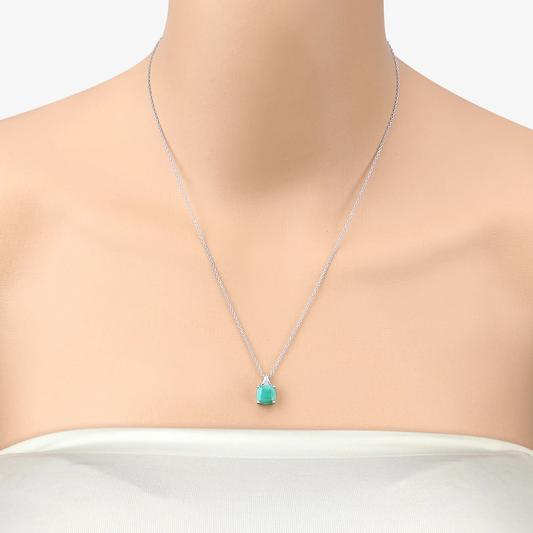 2.20 Carat Genuine Emerald Sterling Silver Pendant