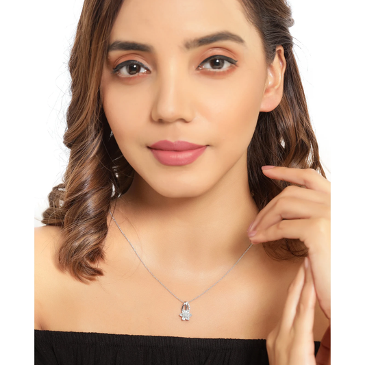 Aquamarine and White Topaz Slide Floral Pendant in .925 Sterling Silver