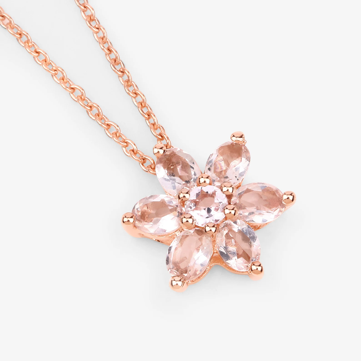 Pendant and Chain in 10K Rose Gold with Morganite