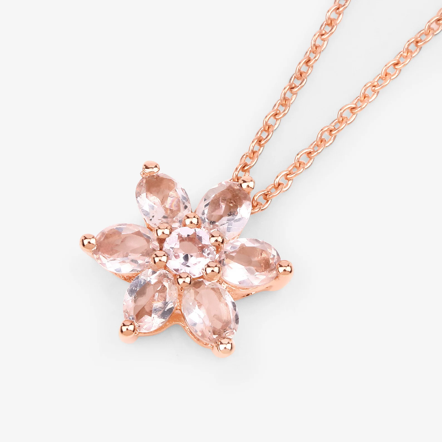 Pendant and Chain in 10K Rose Gold with Morganite