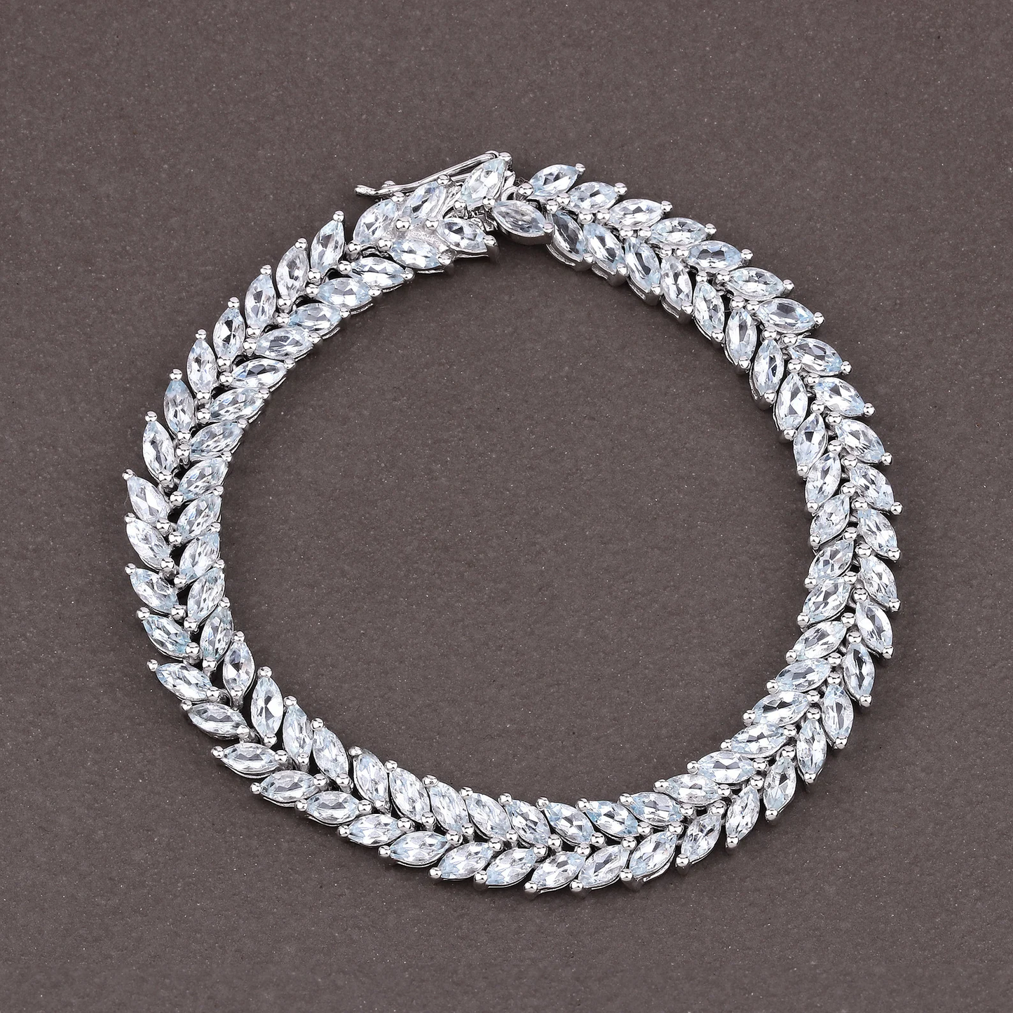 Tennis Bracelet in .925 Sterling Silver with Aquamarine