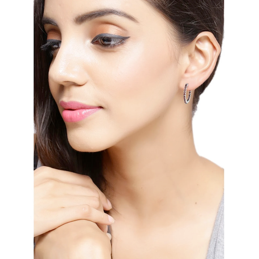 48 Garnets Hoop Earrings in .925 Sterling Silver