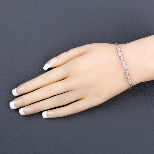0.89 Carat Genuine Morganite and White Topaz .925 Sterling Silver Bracelet