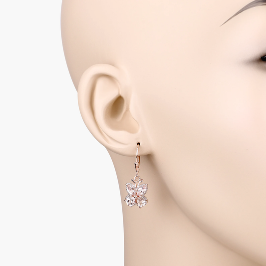 Earrings in .925 Sterling Silver with 18K Rose Gold Plated with Morganite