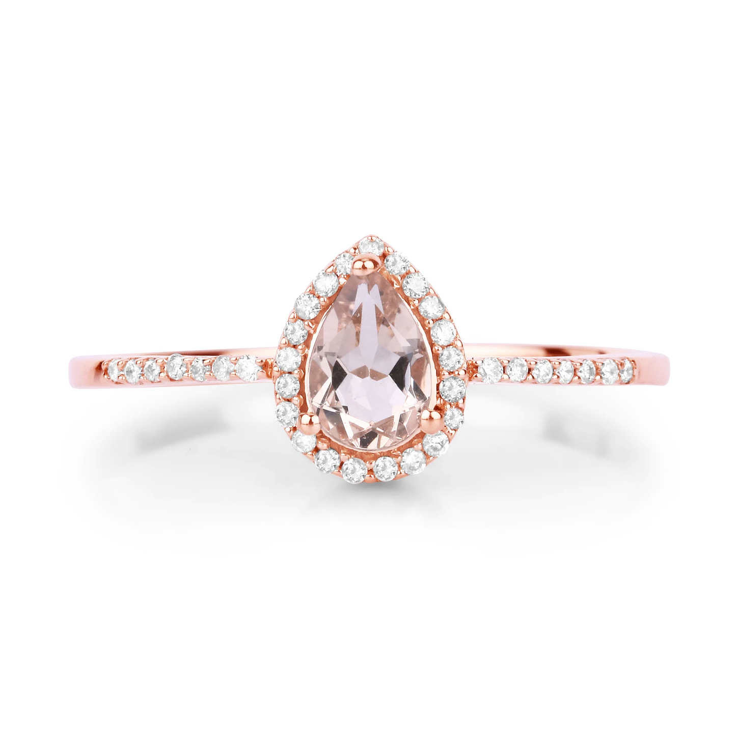 Engagement Ring in 14K Rose Gold with Morganite and Diamonds