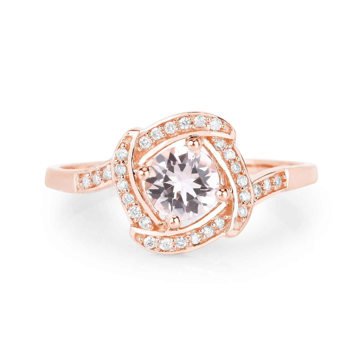 Engagement Ring in 14K Rose Gold with Morganite and Diamonds