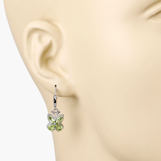 2.28 Carat Genuine Peridot .925 Sterling Silver Earrings