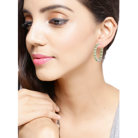 Peridot Hoop Earrings in .925 Sterling Silver