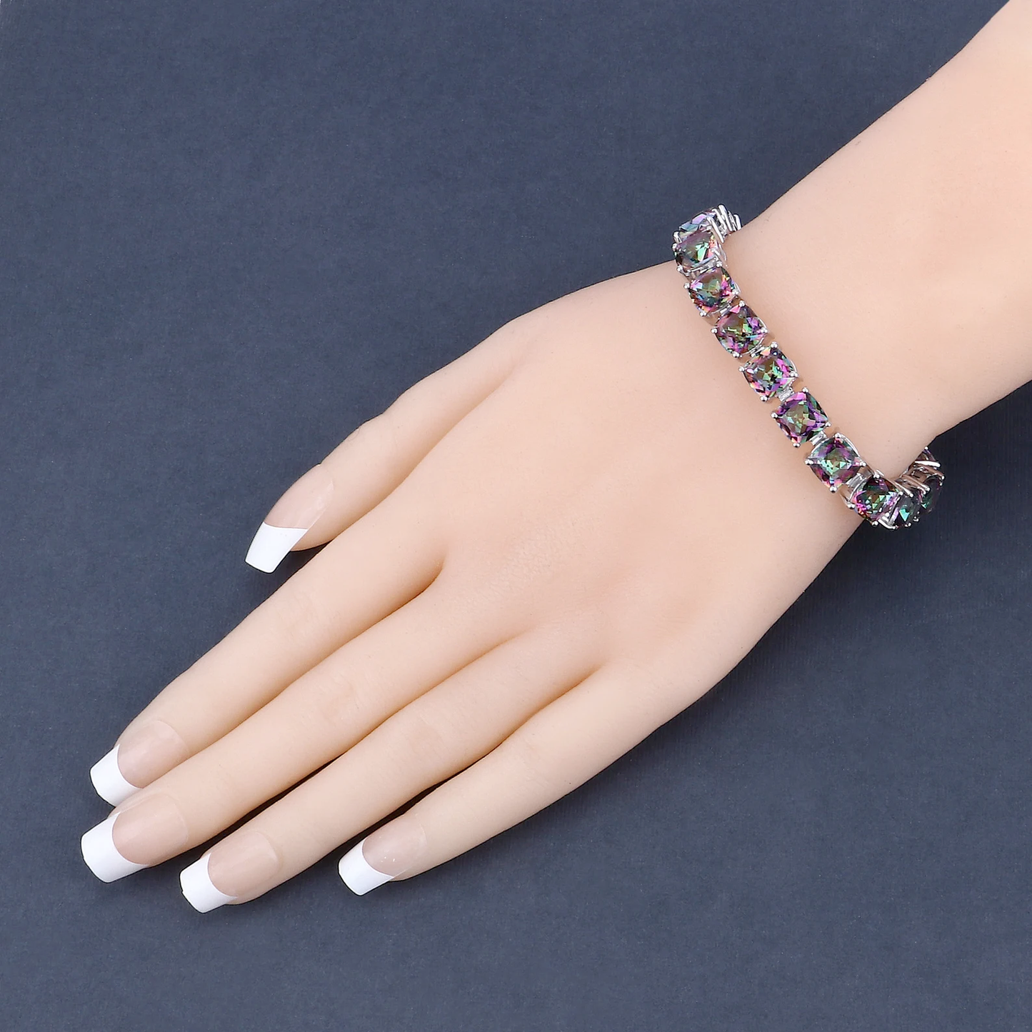Tennis Bracelets in .925 Sterling Silver with Rainbow Quartz