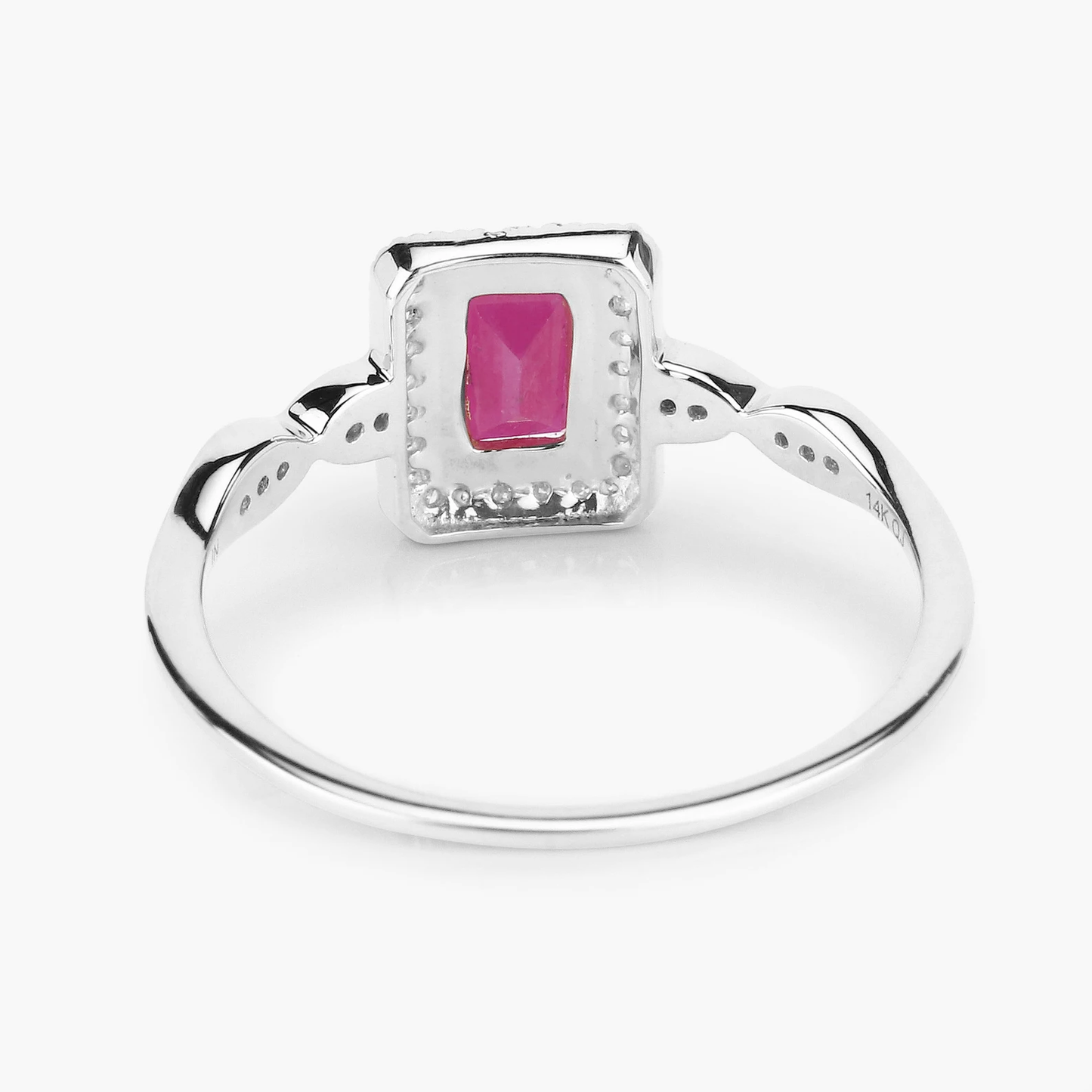 Engagement Ring in 14K White Gold with Ruby and Diamonds