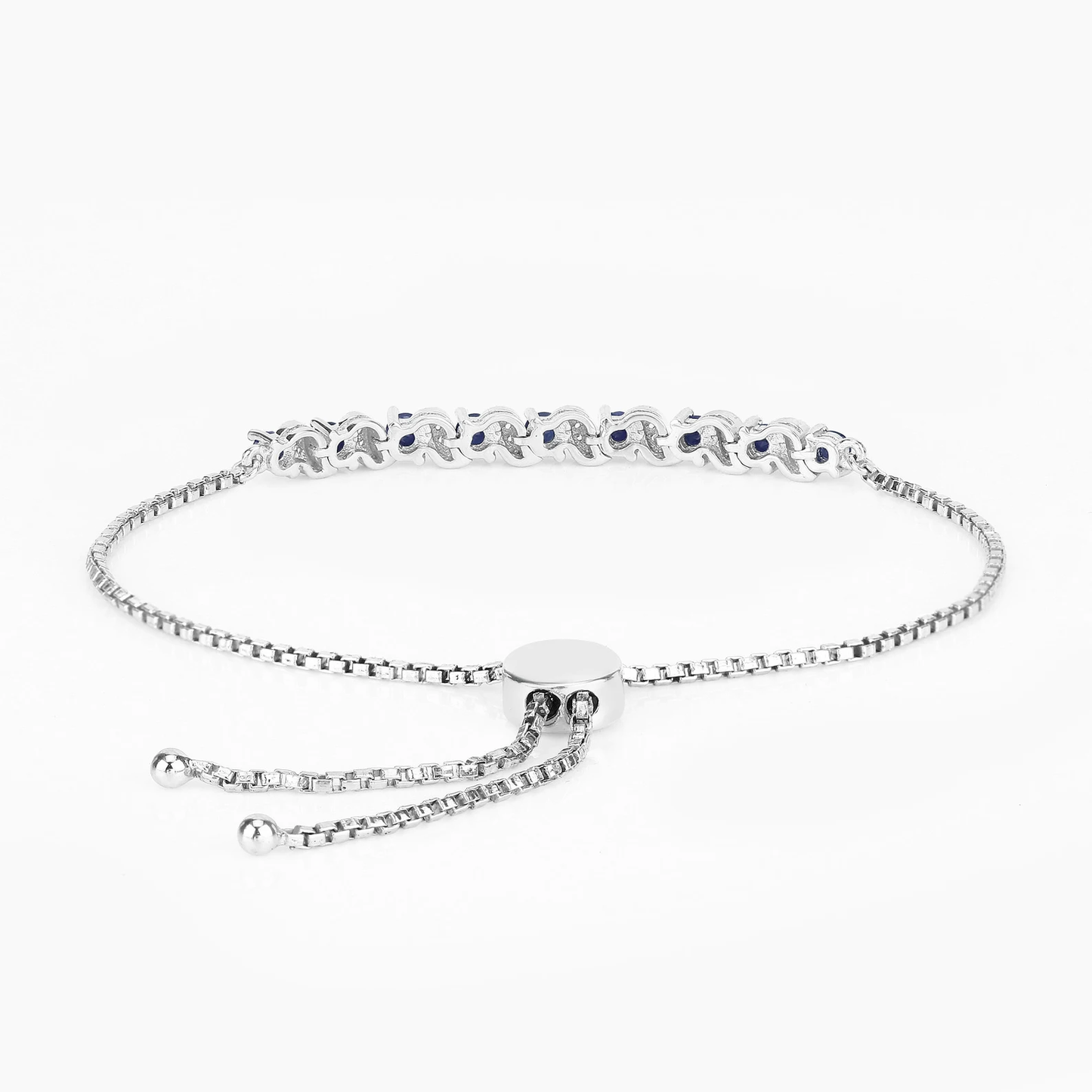 1.16 Carat Genuine Blue Sapphire and White Topaz .925 Sterling Silver Bracelet