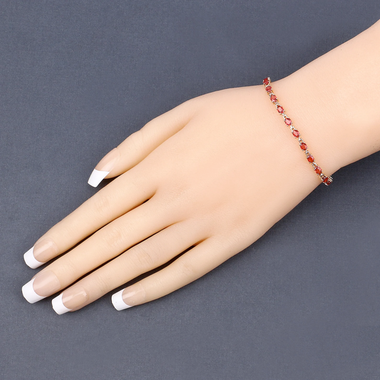 Tennis Bracelet in 14K Yellow Gold with Orange Sapphire