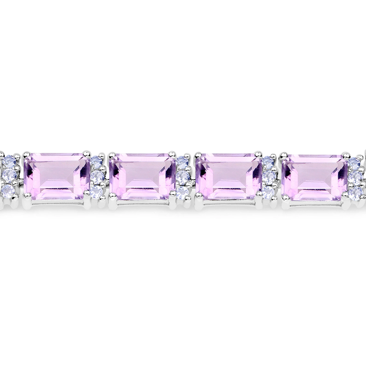 19.19 Carat Genuine Amethyst and Tanzanite .925 Sterling Silver Bracelet