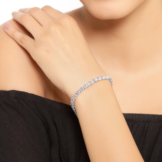 6.46 Carat Genuine Tanzanite .925 Sterling Silver Bracelet