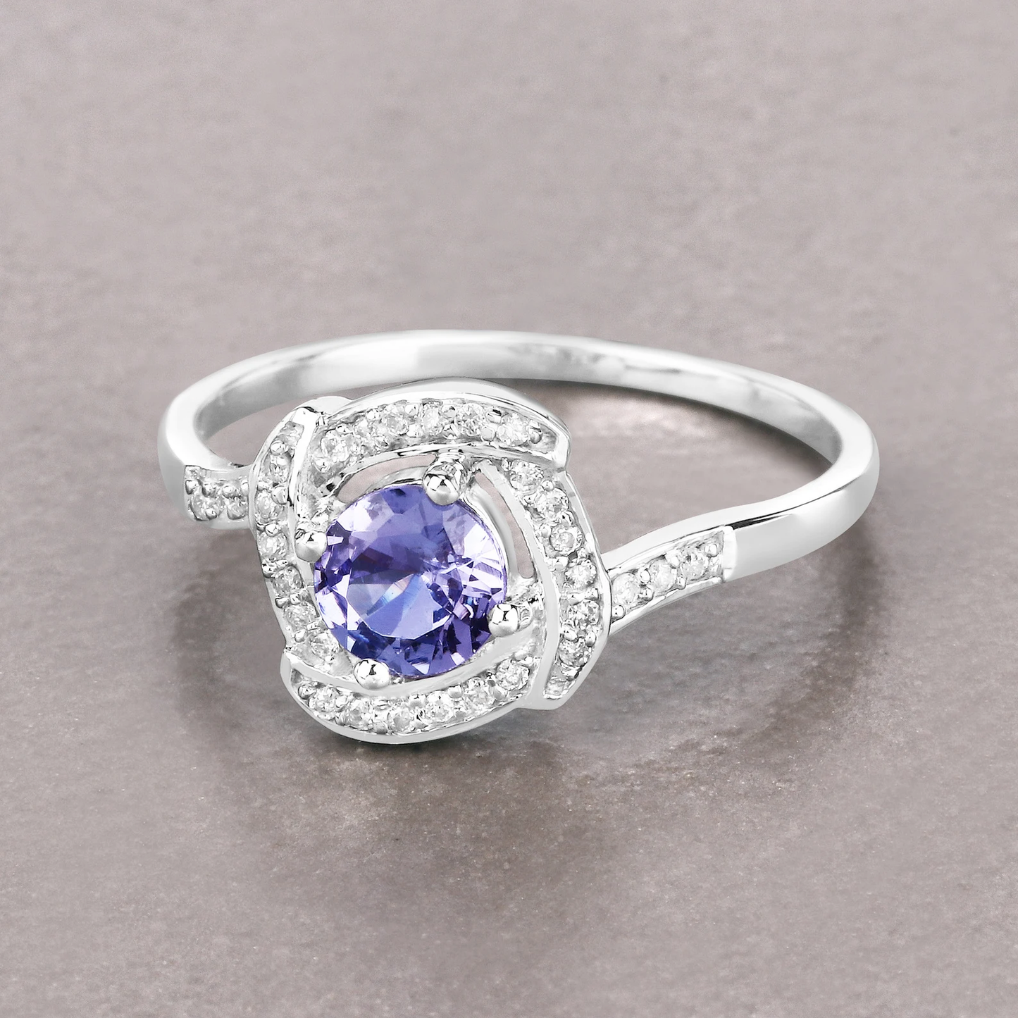 Engagement Ring in 14K White Gold with Tanzanite