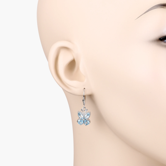 2.32 Carat Genuine London Blue Topaz .925 Sterling Silver Earrings