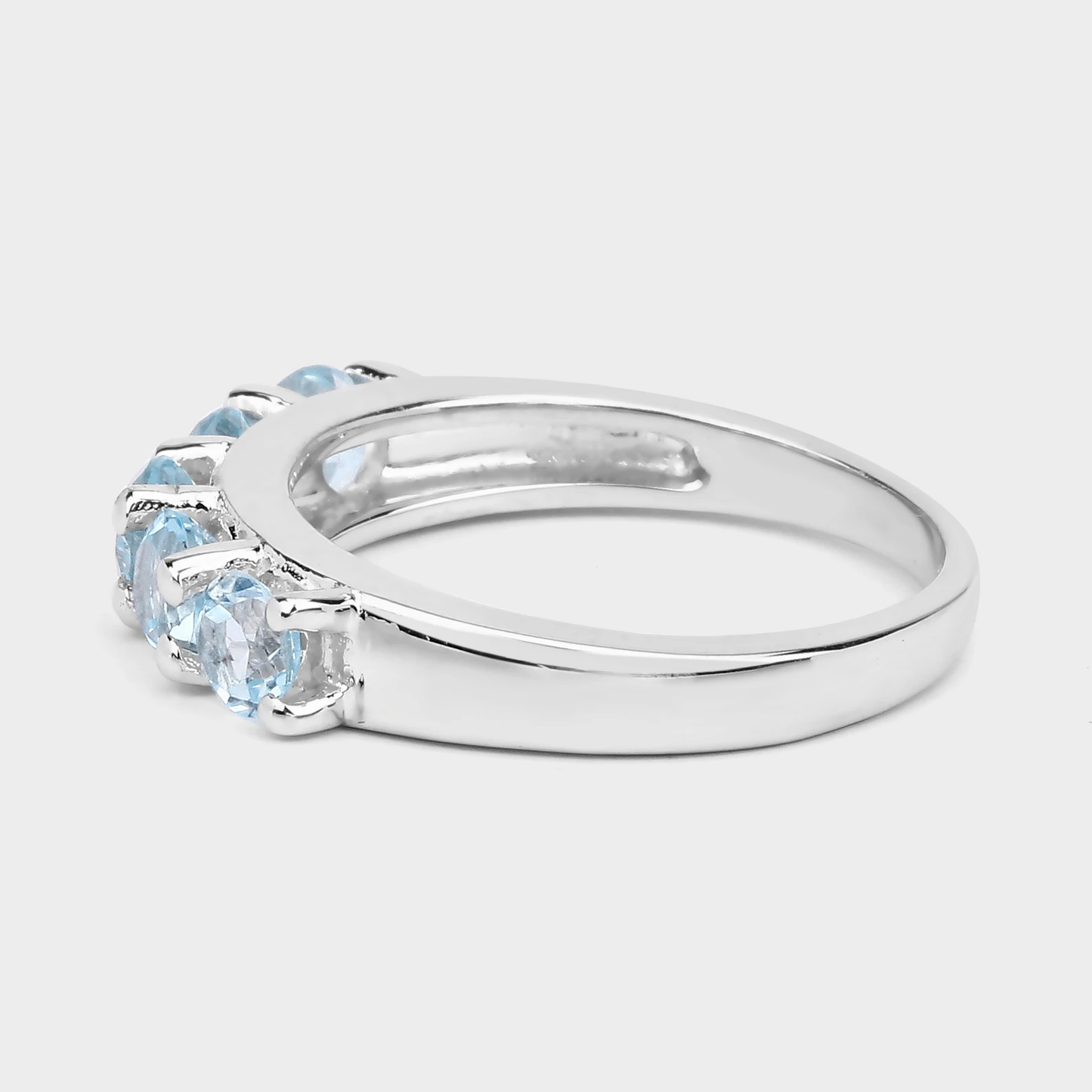 5 Blue Topaz 5 Stone Ring in .925 Sterling Silver