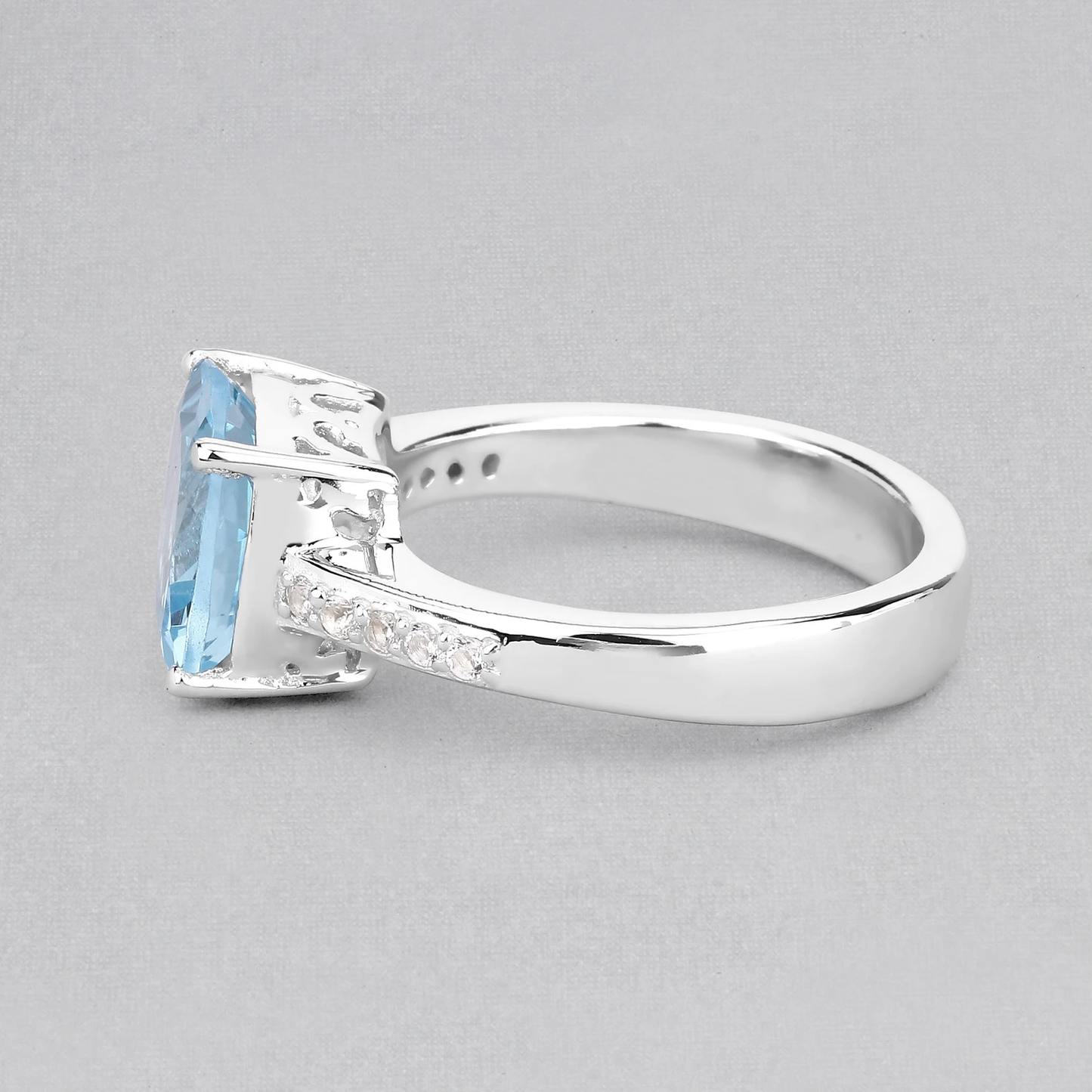 Ring in .925 Sterling Silver with Blue Topaz and White Topaz