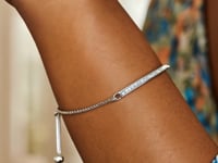 Adjustable Bar Bracelet with Cubic Zirconia in Sterling Silver (1.20 mm)