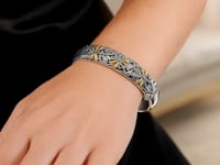 18k Yellow Gold and Sterling Silver Cuff with Dragonfly and Flourishes (12.70 mm)