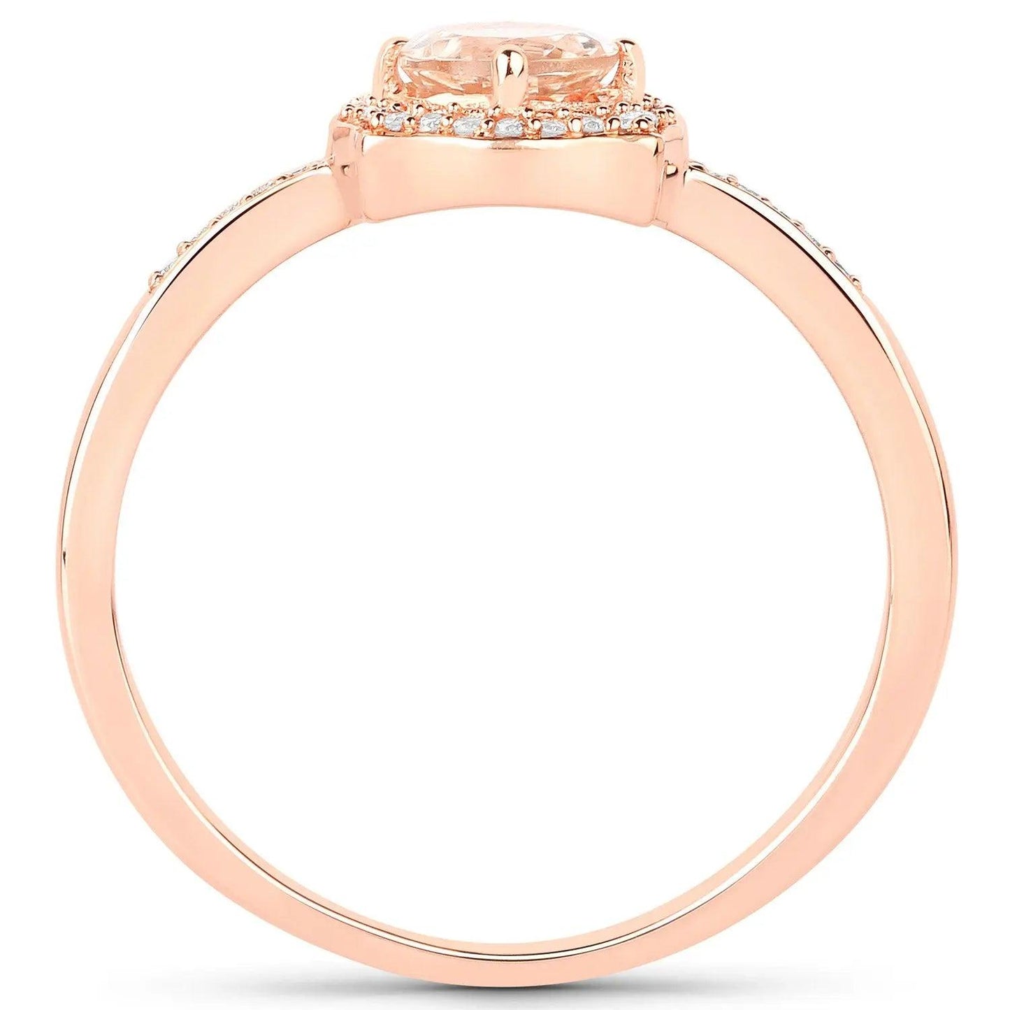0.50 Carat Genuine Morganite and White Diamond 14K Rose Gold Engagement Ring - GOLDISSEYA