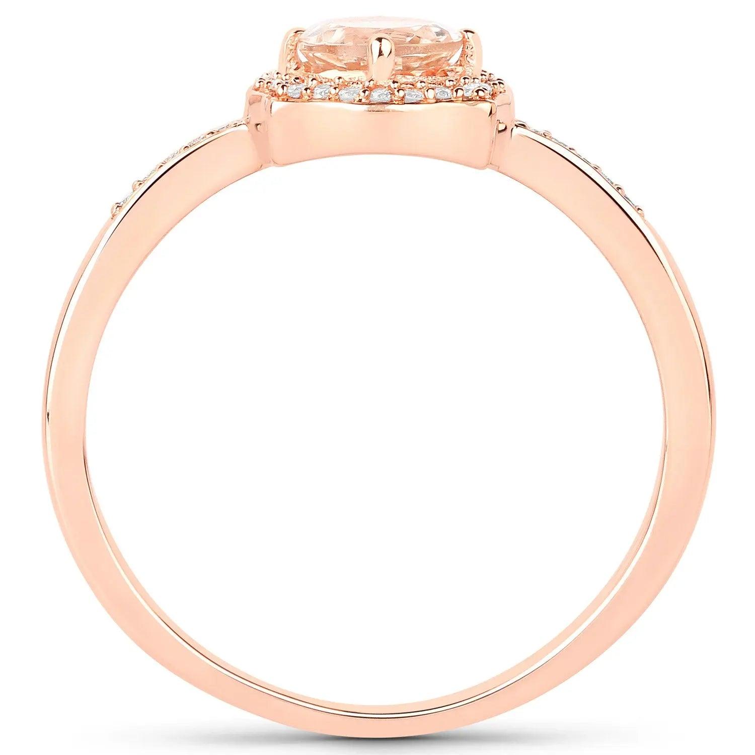 0.50 Carat Genuine Morganite and White Diamond 14K Rose Gold Engagement Ring - GOLDISSEYA
