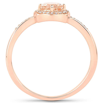 0.50 Carat Genuine Morganite and White Diamond 14K Rose Gold Engagement Ring - GOLDISSEYA