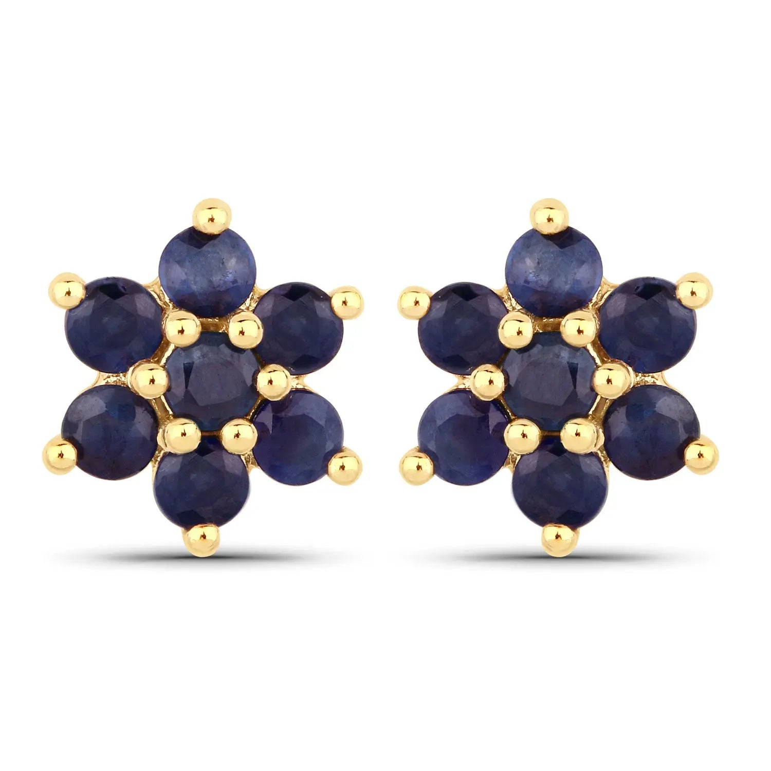 0.84 Carat Genuine Blue Sapphire 10K Yellow Gold Earrings - GOLDISSEYA