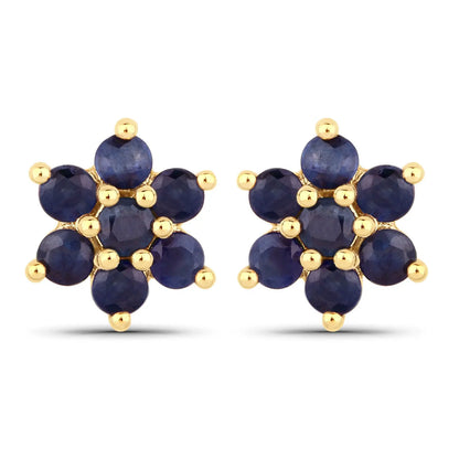 0.84 Carat Genuine Blue Sapphire 10K Yellow Gold Earrings - GOLDISSEYA