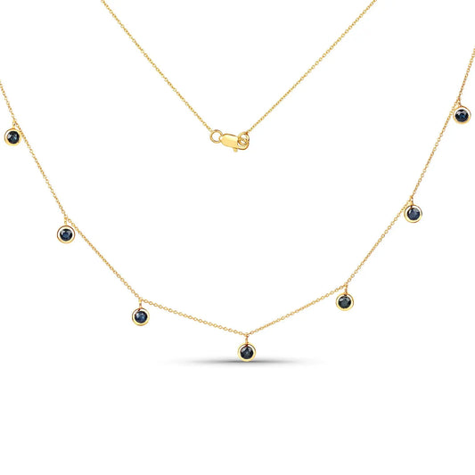 1.08 Carat Genuine Blue Sapphire 10K Yellow Gold Necklace - GOLDISSEYA