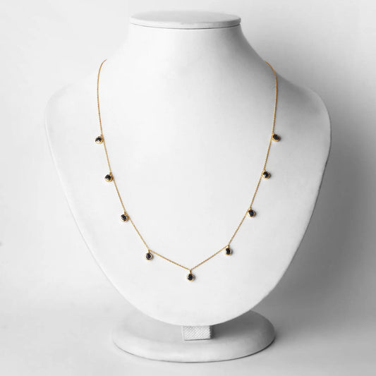 1.08 Carat Genuine Blue Sapphire 10K Yellow Gold Necklace - GOLDISSEYA