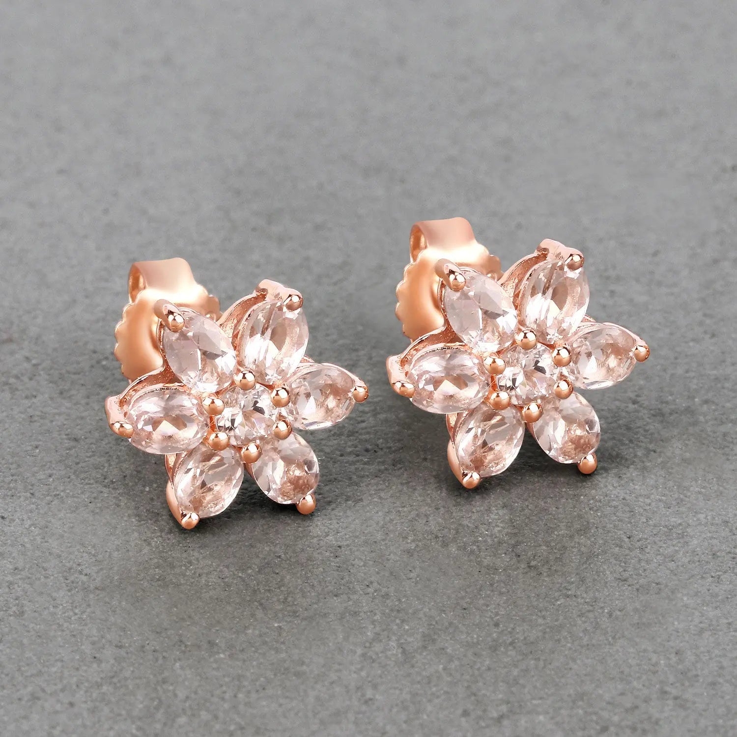 Earrings in 10K Rose Gold with Morganite - GOLDISSEYA