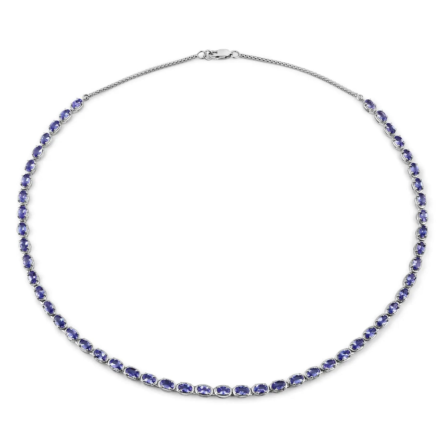 10.00 Carat Genuine Tanzanite .925 Sterling Silver Necklace - GOLDISSEYA