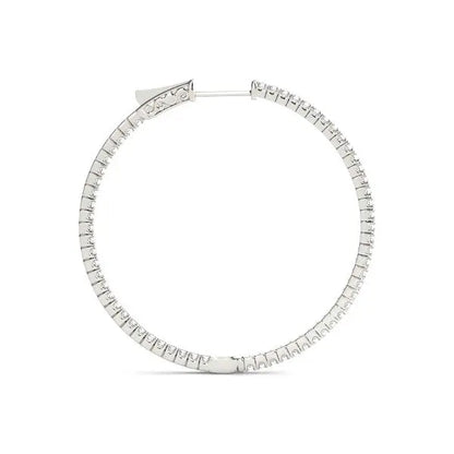 14k White Gold Slim Two Sided Diamond Hoop Earrings (1 1/2 cttw) 