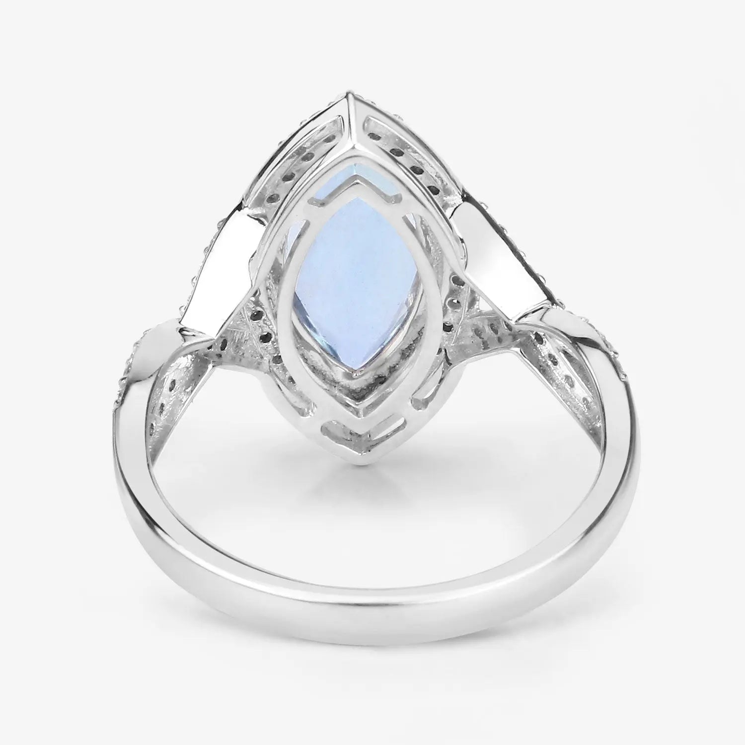 2.24 Carat Genuine Aquamarine and White Diamond 14K White Gold Ring - GOLDISSEYA