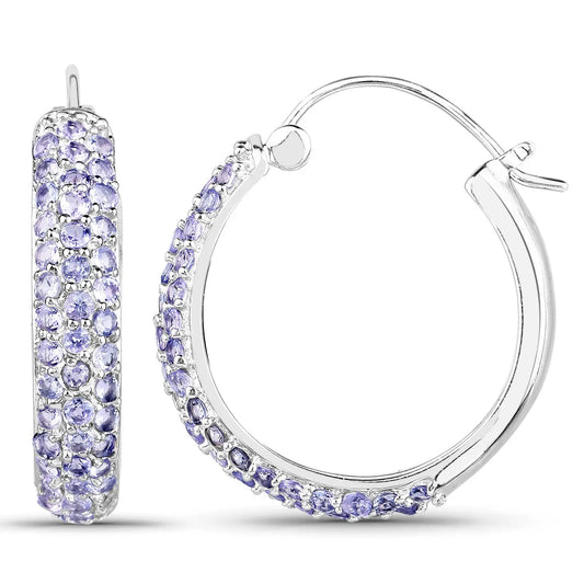 3.06 Carat Genuine Tanzanite .925 Sterling Silver Earrings - GOLDISSEYA