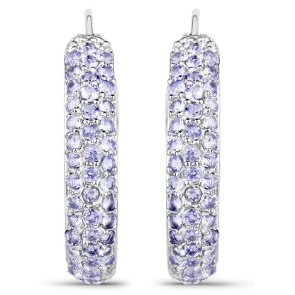 3.06 Carat Genuine Tanzanite .925 Sterling Silver Earrings - GOLDISSEYA