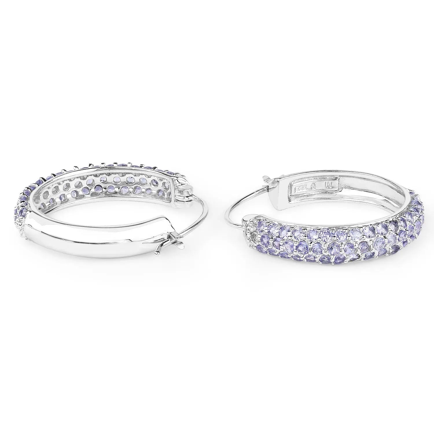 3.06 Carat Genuine Tanzanite .925 Sterling Silver Earrings - GOLDISSEYA